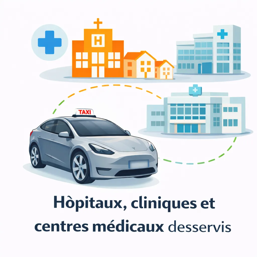 Taxi conventionné CPAM à Trappes desservant hôpitaux, cliniques et centres médicaux pour transports médicaux prescrits